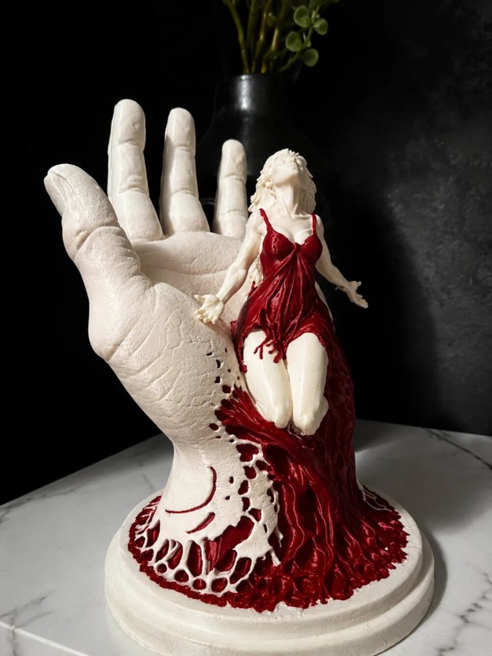 Woman Emerging from Hand Sculpture Modern Abstract Home Decor Statue